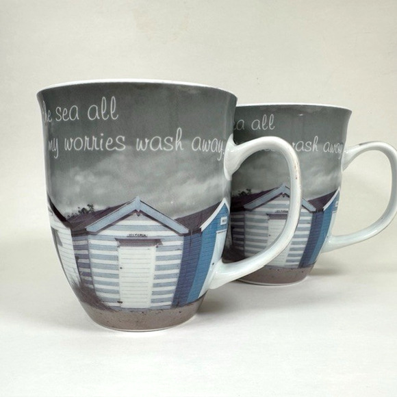 Creative Tops, By The Sea Coffee Mugs/Cups Set of 2 Beach Cottage Outdoors - Picture 1 of 14